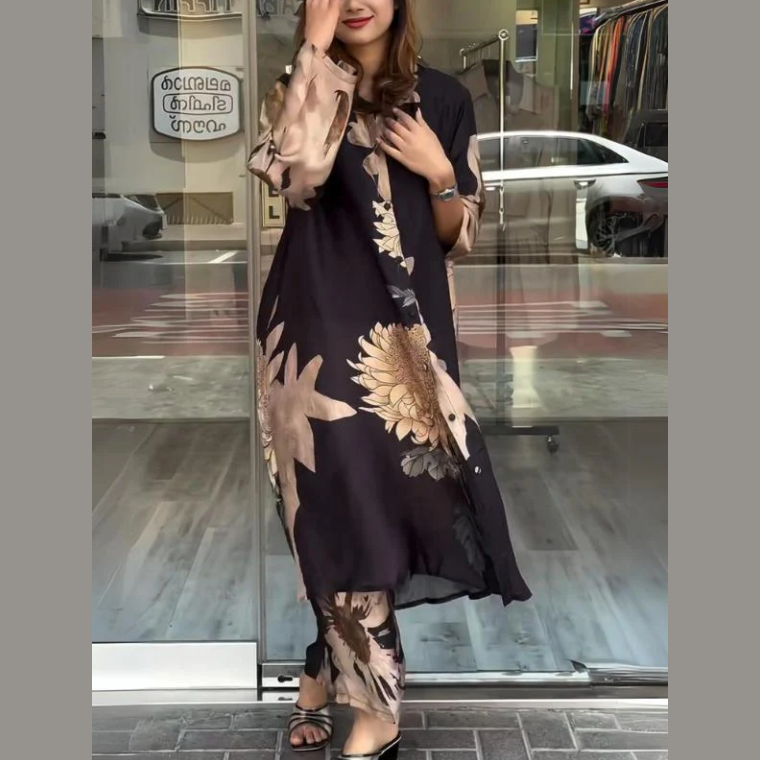 Clarice™ - Women's 2-Piece Flowy Shirt Dress 