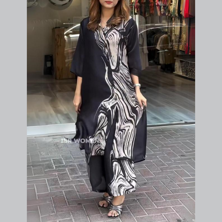 Clarice™ - Women's 2-Piece Flowy Shirt Dress 