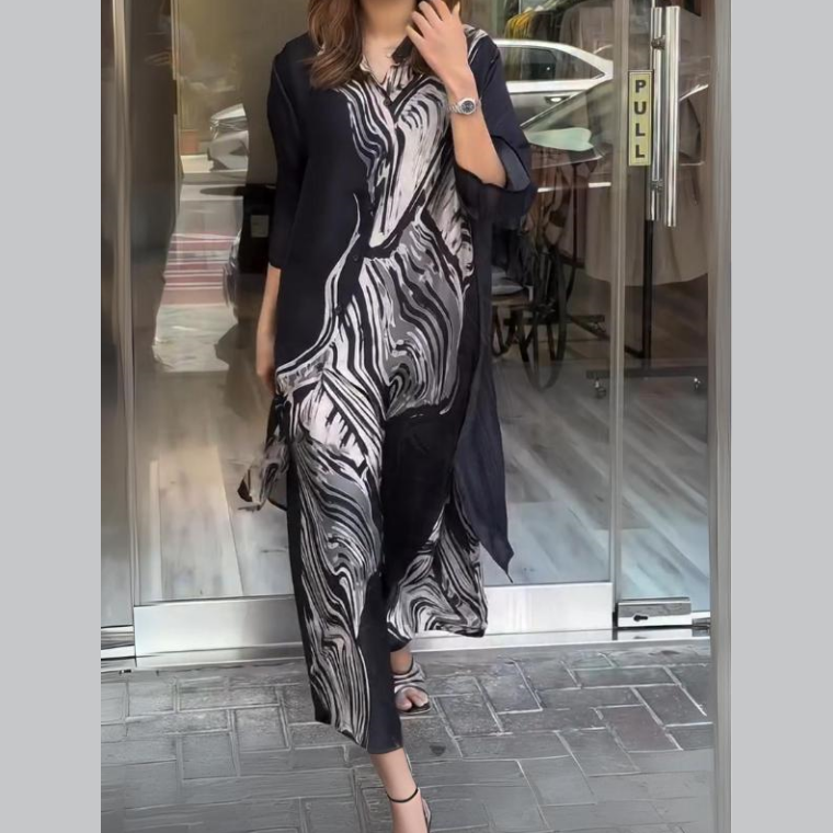 Clarice™ - Women's 2-Piece Flowy Shirt Dress 