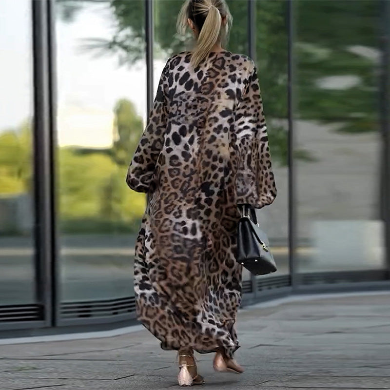 Cerise™ - Elegant Leopard Maxi Dress