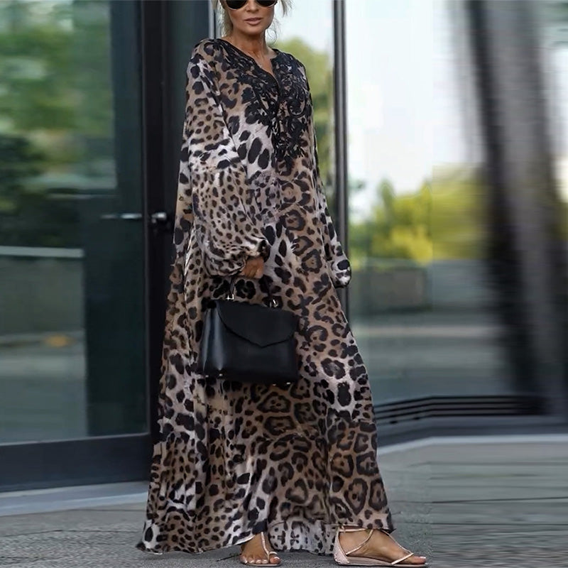 Cerise™ - Elegant Leopard Maxi Dress