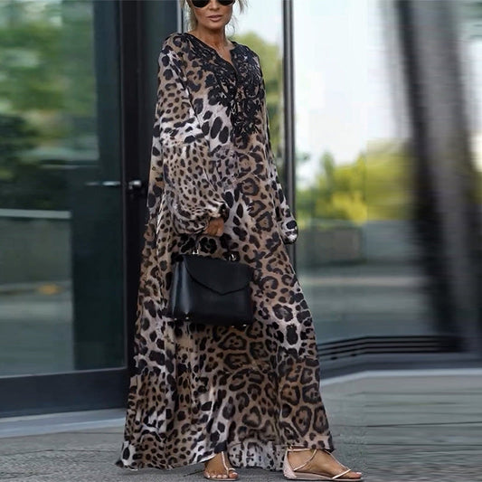 Cerise™ - Elegant Leopard Maxi Dress