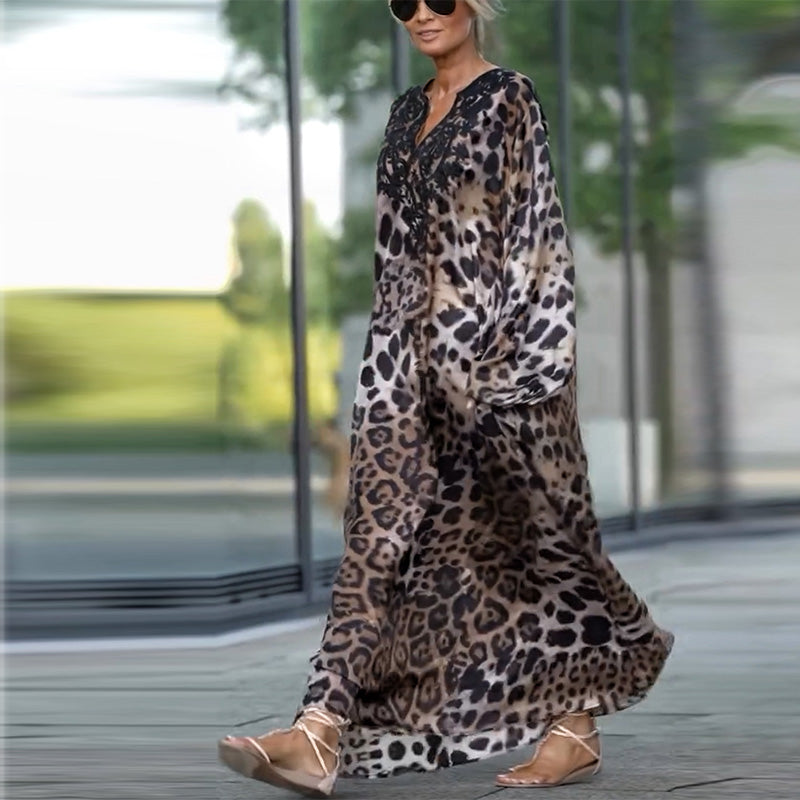 Cerise™ - Elegant Leopard Maxi Dress