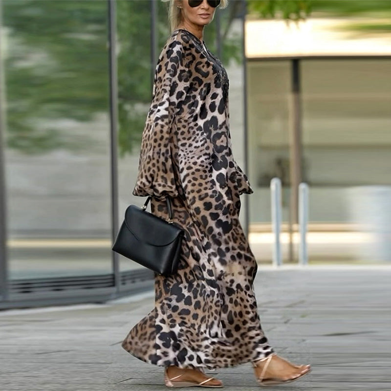 Cerise™ - Elegant Leopard Maxi Dress