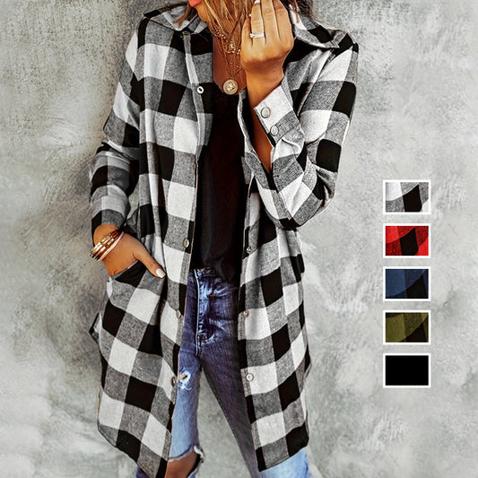 Larissa™ - Elegant Plaid Long Shirt Jacket