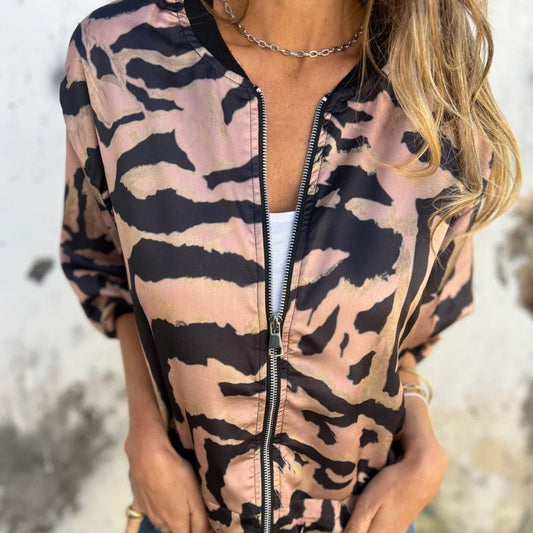 Hermione™ - Zebra Print Zip-Up Jacket