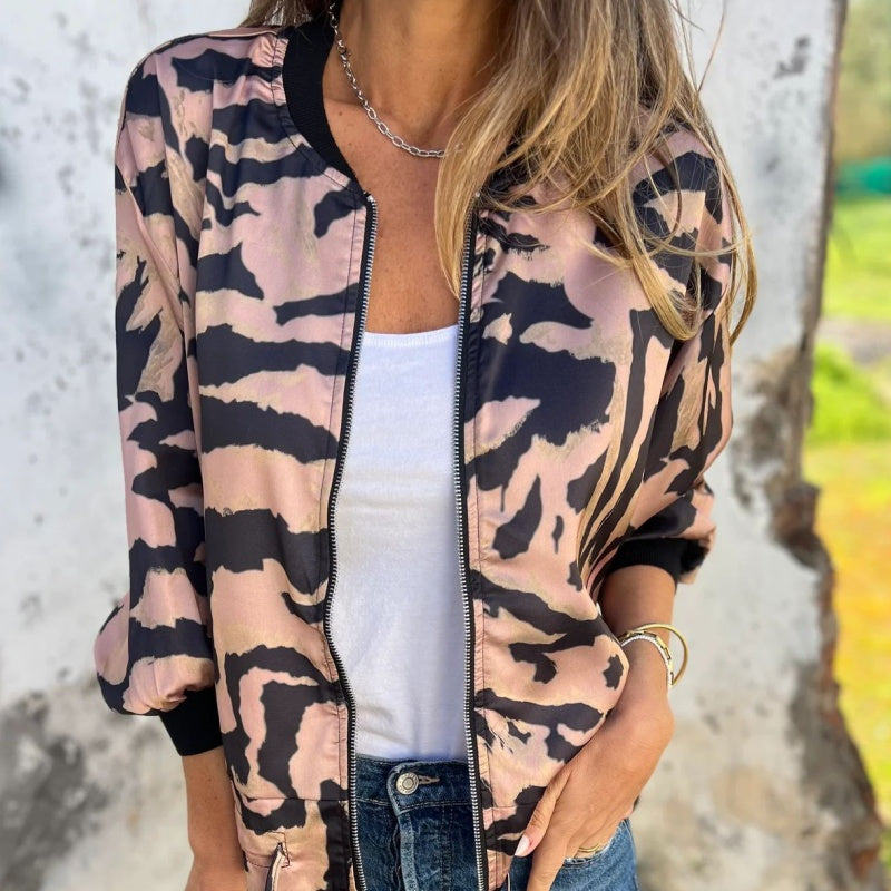 Hermione™ - Zebra Print Zip-Up Jacket