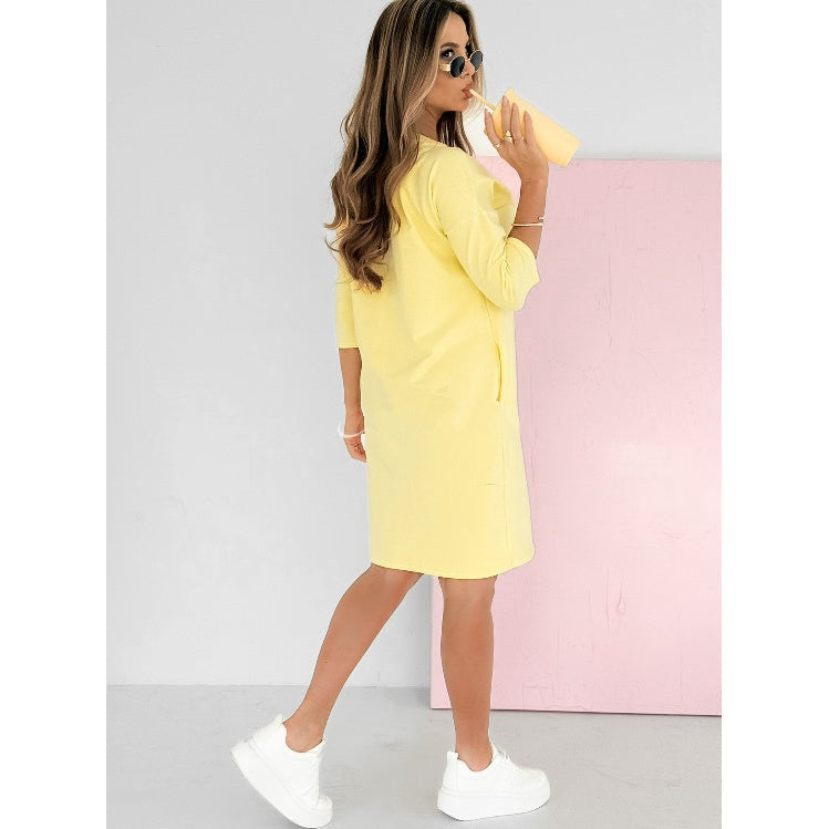 Lieka™ - Round Neck 3/4 Sleeve Dress with Pockets