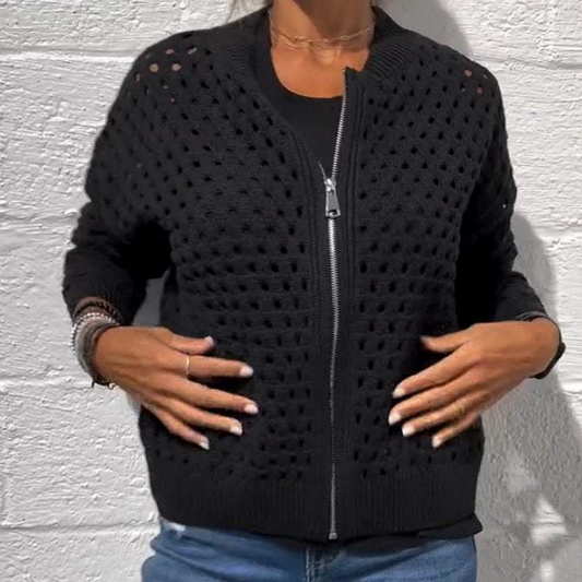Florence™ - Women's Knitted Jacket with Zipper and Cutouts