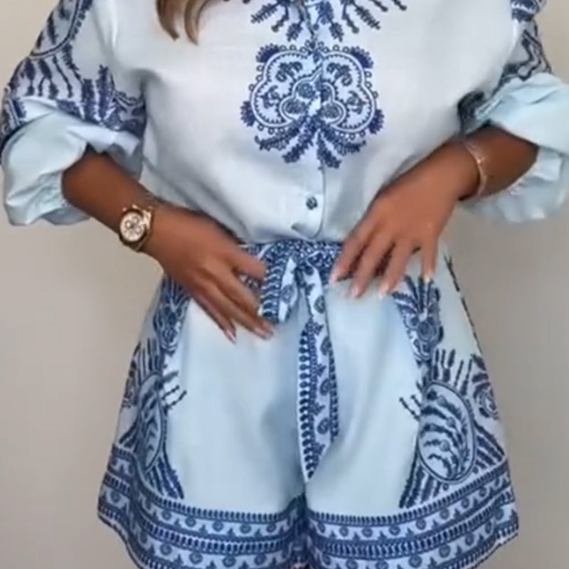 Mylene™ - Printed set with bow belt