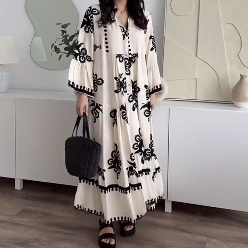 Katell™ - Women's Loose Midi Dress with Ruffled Hem