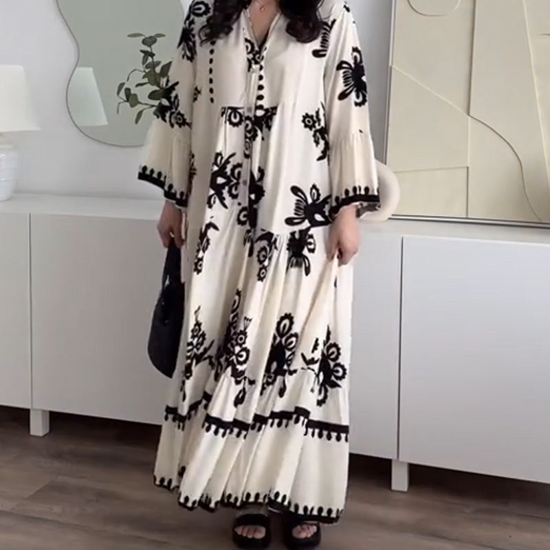 Katell™ - Women's Loose Midi Dress with Ruffled Hem
