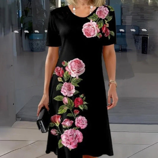 Josina™ - Short Sleeve Round Neck Printed Women's Fashion Dress