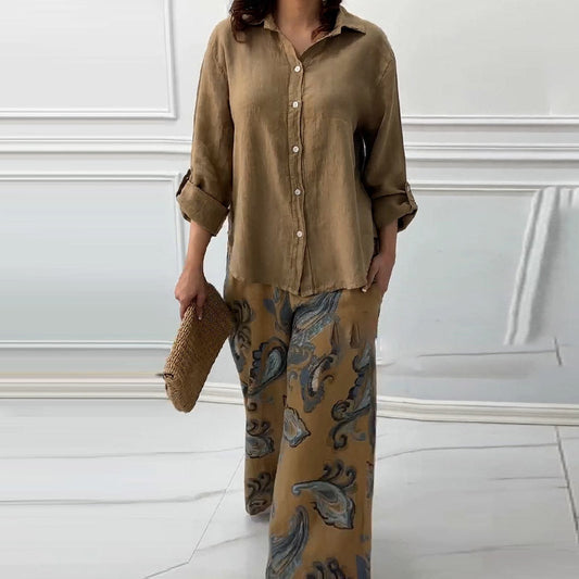 Penelope™ - Two-Piece Cardigan and High-Waisted Pants Set 