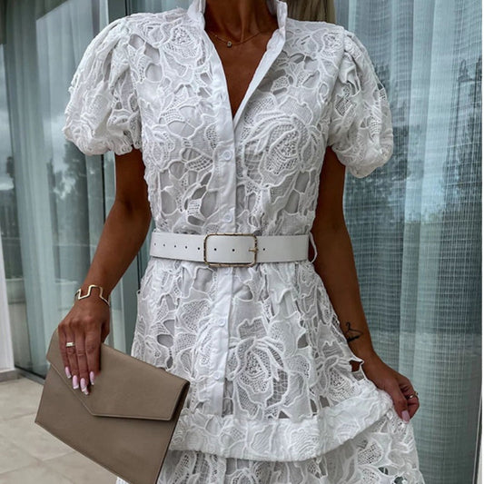 Nikita™ - Women's Retro Hollow Lace Short Sleeve Dress 